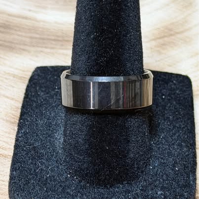 316L Stainless Steel Black Flat Band Ring Size 7