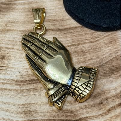 Gold-Tone Praying Hands Pendant