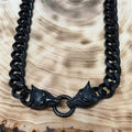 Black Wolf Head Cuban Link Chain