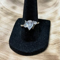 Pear Cut Silver Tone Ring Size 8