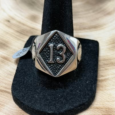 Biker Skull Number 13 Ring Size 8