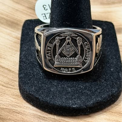 Masonic Faith Hope Charity Signet Ring Size 13