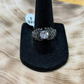 Size 8 316L Stainless Steel Winged Ring with Clear Stone