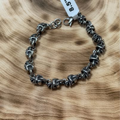316L Stainless Steel Skull Link Bracelet 8.5"
