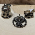Biker Set Ring Size 10 or 11 - Guardian Bell, V-Twin Pendant & Bar & Shield Ring Bundle