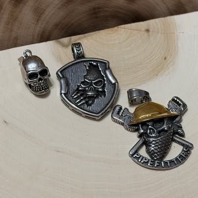 Skull Pendant Trio - Skull, Shield & Pipefitters Bundle