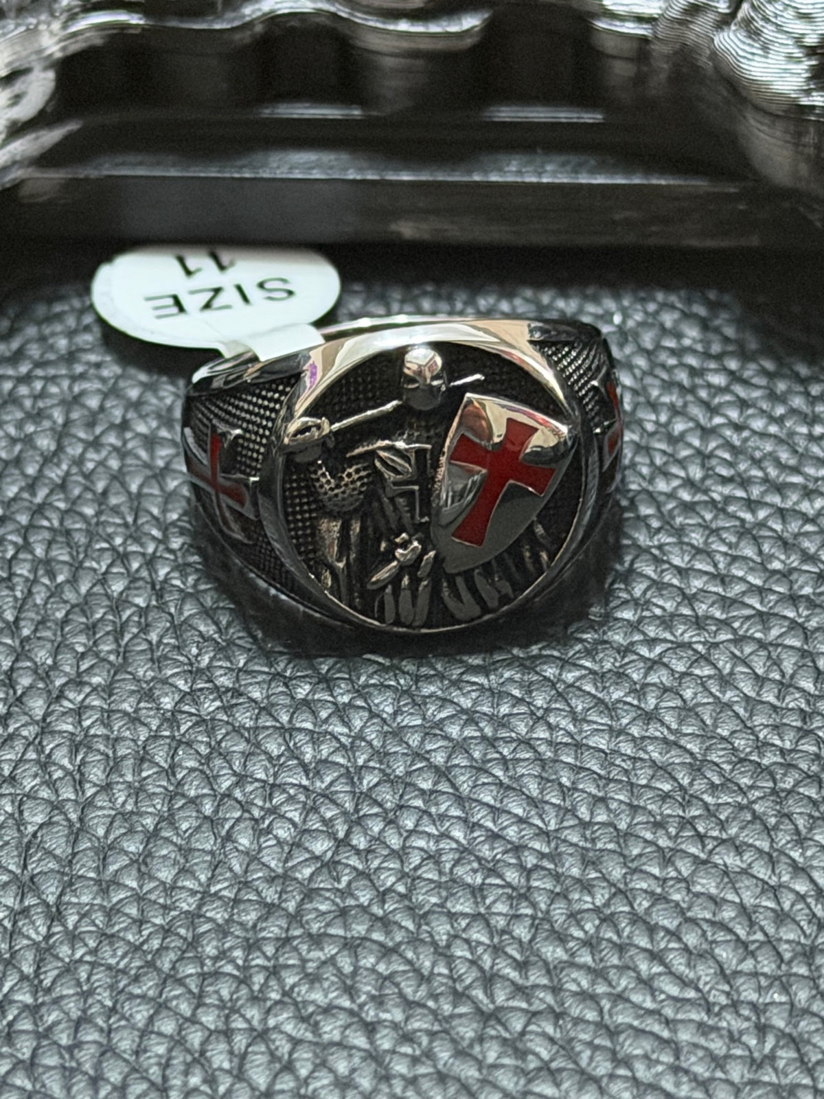 Knights Templar Red Cross Shield Ring Size 11
