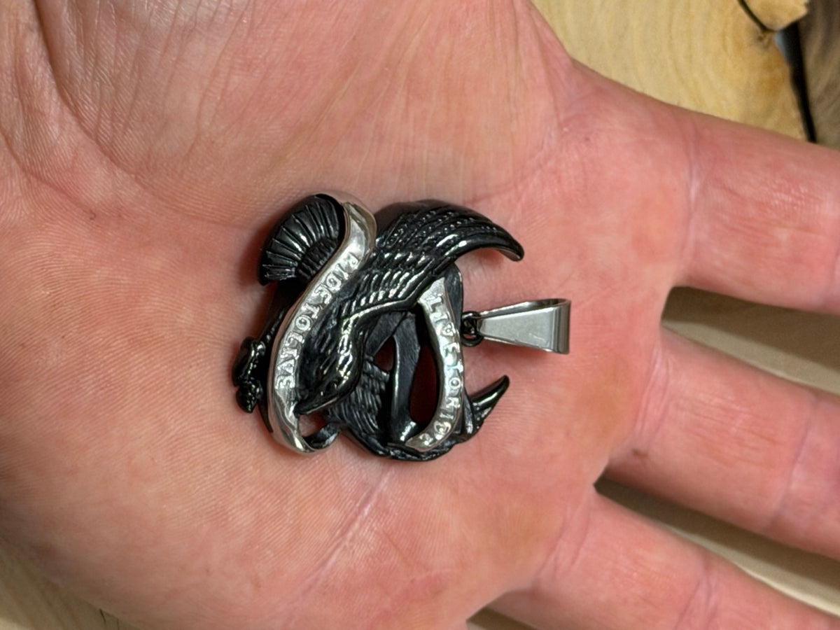 Black Live to Ride Eagle Pendant
