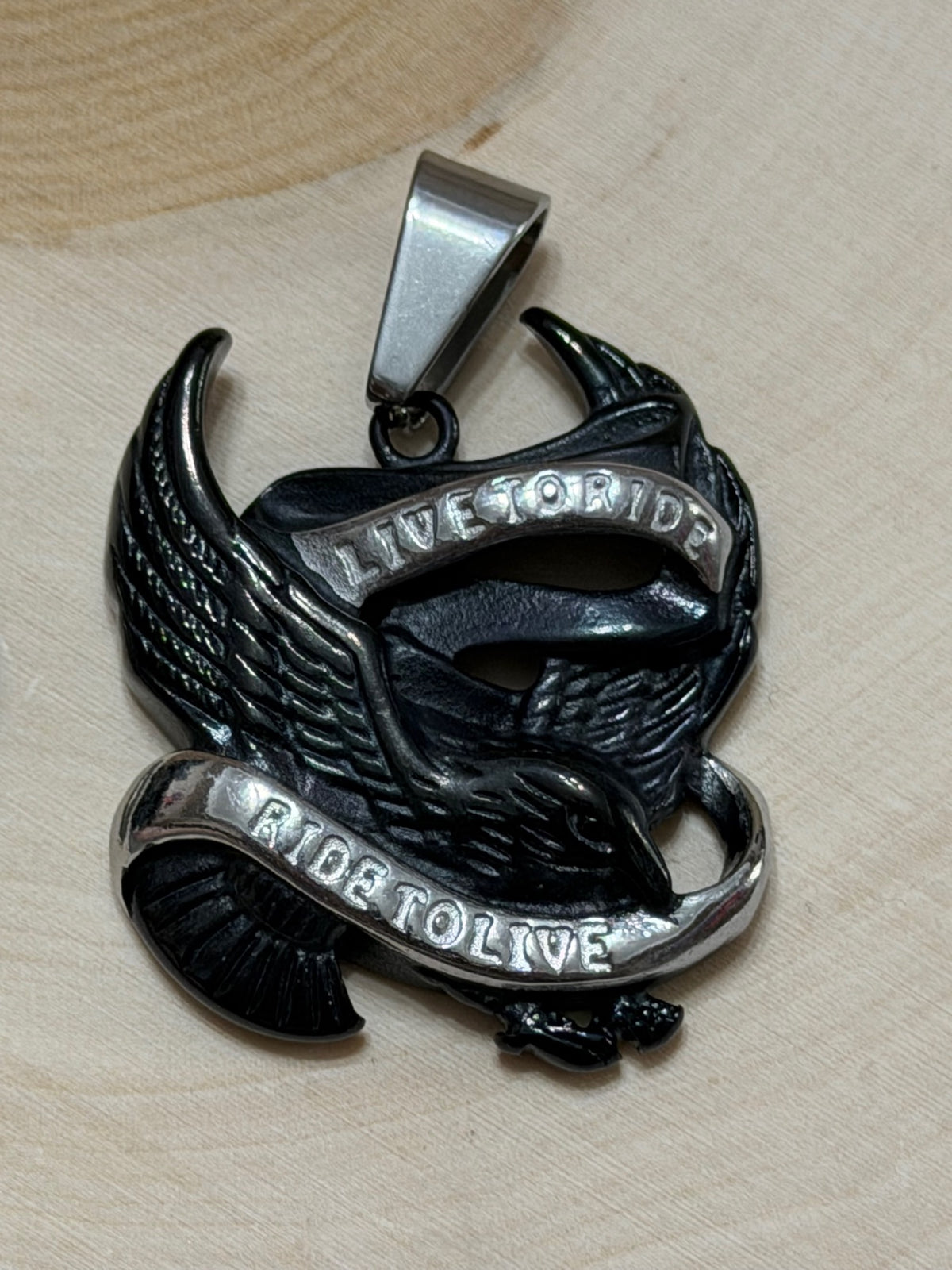 Black Live to Ride Eagle Pendant