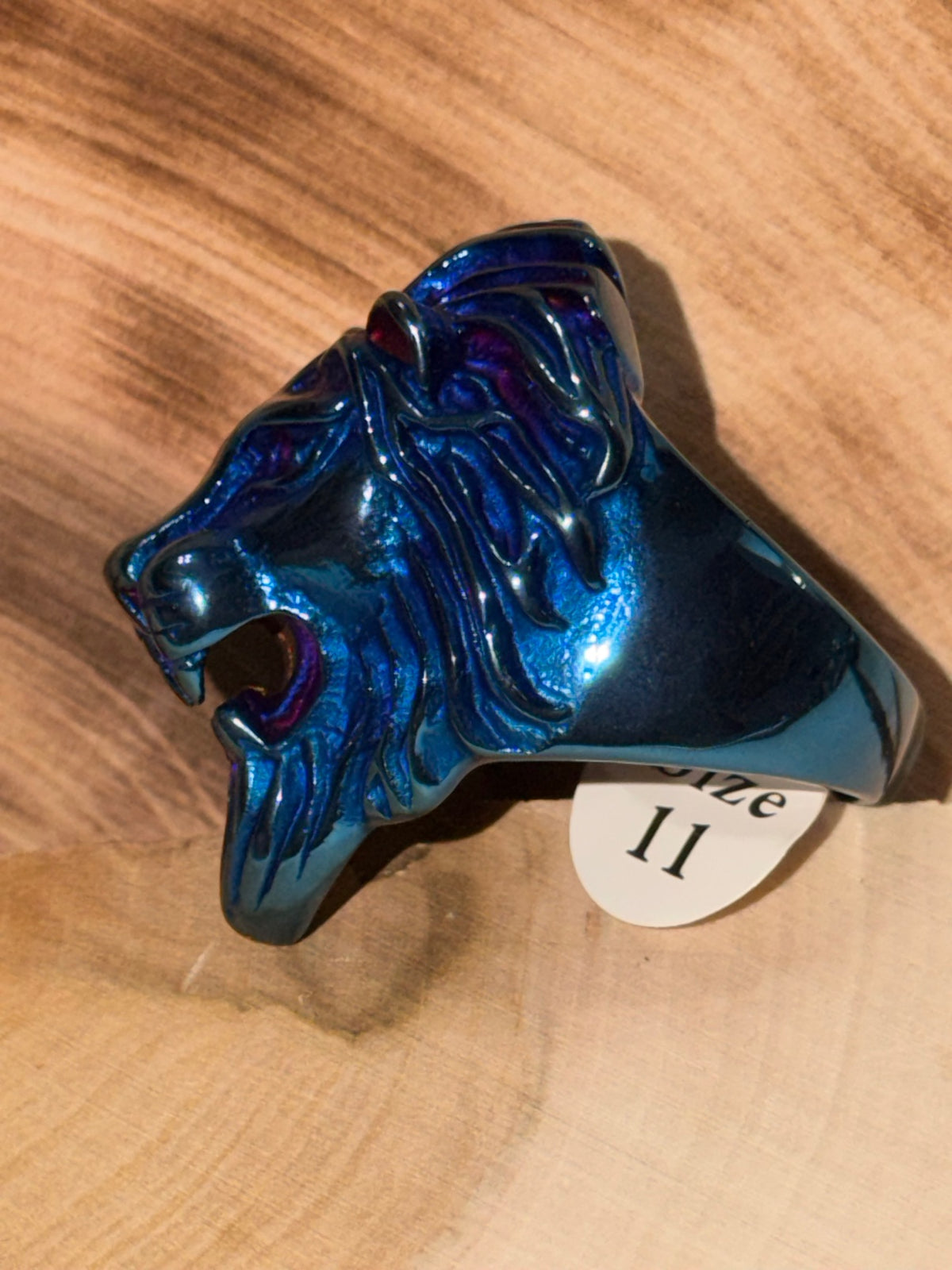 Blue Lion Head Ring Size 11