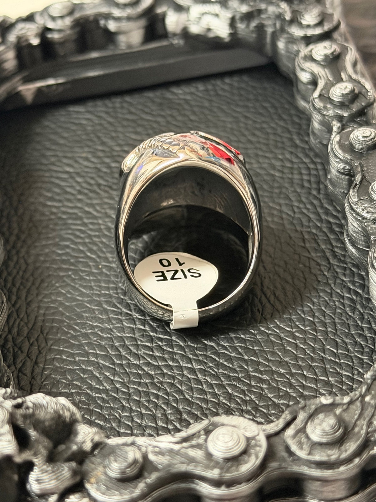 Ribbed Jaw Skull Ring Size 10